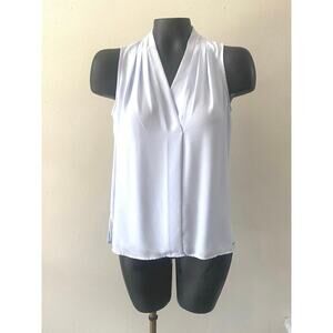 Elie‎ Sheer Sleeveless Top Sz XS PinTuck Lightweight Blue Career Minimalist NWOT